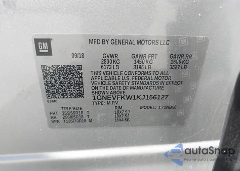 2019 Chevrolet Traverse Ls from USA, damaged, VIN 1GNEVFKW1KJ156127